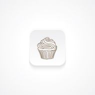 Modern Flat Rounded Square icon With Shadow And Cupcake N7
