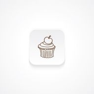 Modern Flat Rounded Square icon With Shadow And Cupcake N8