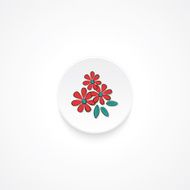Modern Flat Round icon With Shadow And Red Daisies