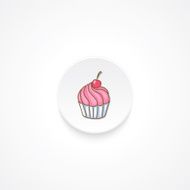 Modern Flat Rounde icon With Shadow And Cupcake N3