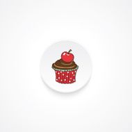 Modern Flat Rounde icon With Shadow And Cupcake N4