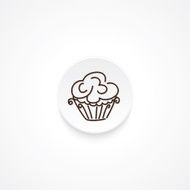 Modern Flat Round icon With Shadow And Cupcake N4