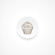 Modern Flat Round icon With Shadow And Cupcake N5