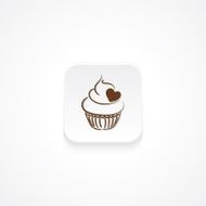Modern Flat Round icon With Shadow And Cupcake N6