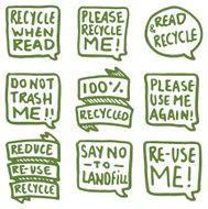 Recycling speech bubble icon set N2
