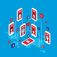 Social network concept Modern flat isometric design N2