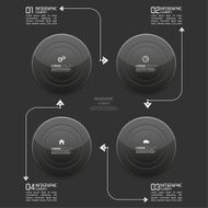 Glossy modern black plastic buttons with pointer