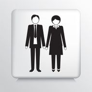 Square Icon With Businessman And Businesswoman