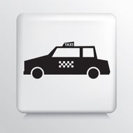 Square White Icon With Silhouette Taxi Cab Car
