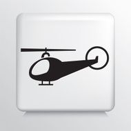 Square White Icon With Silhouette Helicopter