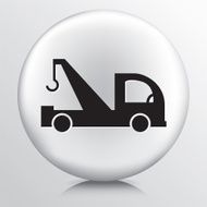 Round White Icon With Silhouette Tow Truck Hook