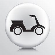 Round White Icon With Silhouette Motorized Scooter