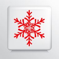 Square Icon With Red Snowflake Shaped Design Silhouette