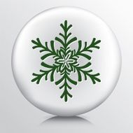 Round Icon With Green Snowflake Shaped Design Silhouette