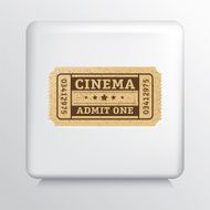 Square Icon With a Cinema Admit One Ticket