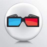 Round Icon With A Pair of Squared Framed 3D Glasses