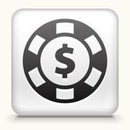 White square button depicting poker chip