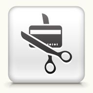 Square Button with Cutting Credit Card interface icon