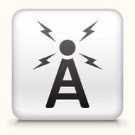 Square Button with Radio Antenna interface icon