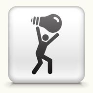 Square Button with Person Carrying Ligh Bulb