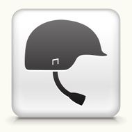 Square Button with Rock Climbing Helmet interface icon
