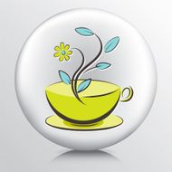 Icon With Fresh Green Ivy Leaf And Water Drop N3