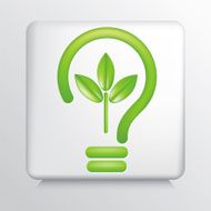 Square Icon With Green Leaf Ideas Light Bulb N4