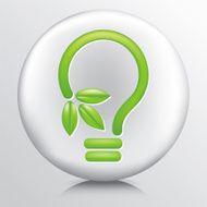 Round Icon With Green Leaf Ideas Light Bulb N3