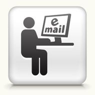 Square Button with Email on Computer