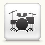Square Button with Drums Instrument