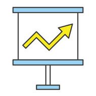 Vector Flat Business Growing Chart Presentation Board Icon
