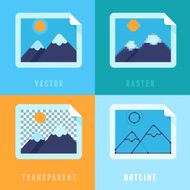 Vector flat icons - different image formats