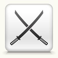Square Button with Katana Swords