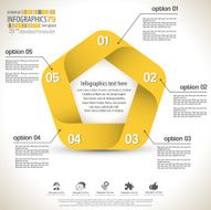 Simple infographic template with yellow pentagon