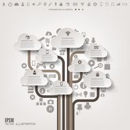 Icon tree Flat abstract background with web icons Interface symbols N4
