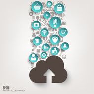 Flat abstract background with web icons Interface symbols Cloud computing N41