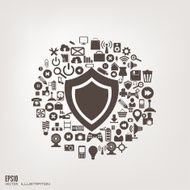 Flat abstract background with web icons Interface symbols Cloud computing N42