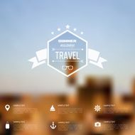 Summer abstract blurred defocused background with travel label Holidays sea N10