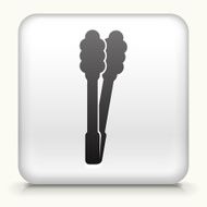 Square Button with Barbecue Tongs