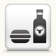 Square Button with Hamburger and Hot Sauce