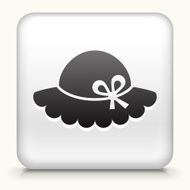 Square Button with Girl&#039;s Hat