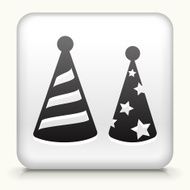 Square Button with Holiday Party Hats N2