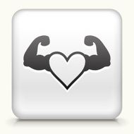 Square Button with Stong Heart
