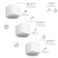 Modern template with monochromatic volume cube elements of infog