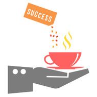 Hot coffee cup on hand with success vector format N2