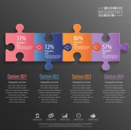 Abstract 3D puzzle infographic N37