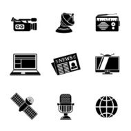 Set of media icons - news radio tv internet earth