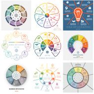 Set 9 templates Infographics seven eight nine positions
