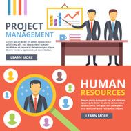 Project management digital marketing human resources flat illustration set