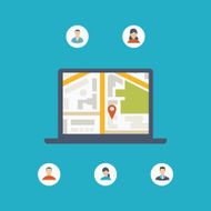 Global communication and navigation concept with flat icons N2